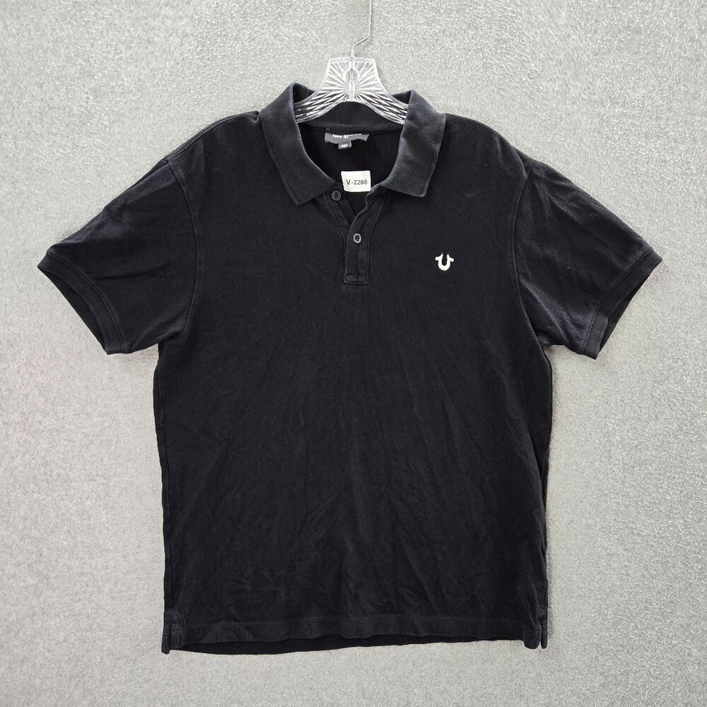 True Religion Men‎ Polo Shirt Medium Logo Embroidered Short Sleeve Collar